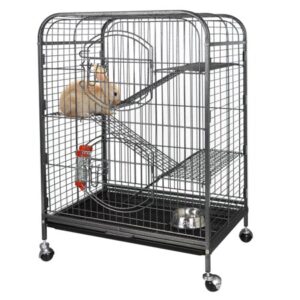 ZENY 37” Small Animal Cage with 4 Tiers, 3 Ladders and 2 Front Doors