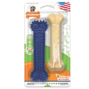 Nylabone Dental Chew and Flexi Bone Combo Pack Dog Chew Toys Flexi Chicken Medium/Wolf up to 35 lbs. (2 Count)