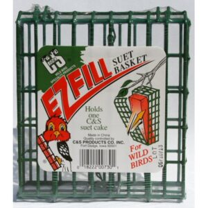 C&S Hanging EZ Fill Suet Cake Feeder for Woodpeckers and Other Wild Birds – Green