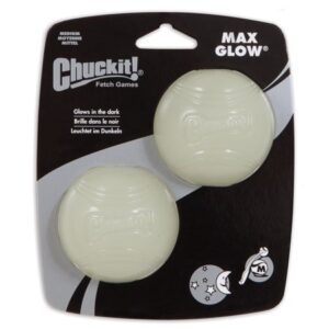 Chuckit! Max Glow Dog Toy Ball, Medium, Glow in the dark, 2 Pk