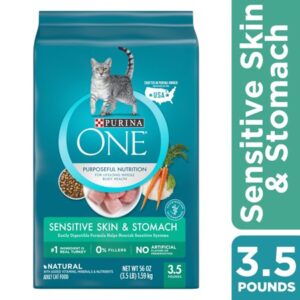 Purina ONE Natural Dry Cat Food, Sensitive Skin & Stomach Formula, 3.5 lb. Bag