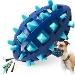 Squeaky Dog Toys for Aggressive Chewers: Rubber Puppy Chew Ball with Squeaker, Almost Indestructible and Durable Pet Chew Toy for Medium and Large Breed Cleaning/Chewing/Playing/Treat