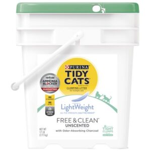 Purina Tidy Cats Low Dust, Clumping Cat Litter, LightWeight Free & Clean Unscented, Multi Cat Litter, 17 lb. Pail