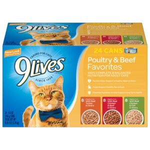 9Lives Poultry and Beef Favorites Variety Pack Cat Food, 5.5-Ounce, 24-Count