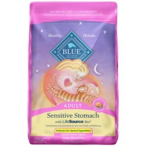 Blue Buffalo Sensitive Stomach Chicken and Brown Rice Dry Cat Food for Adult Cats, Whole Grain, 10 lb. Bag