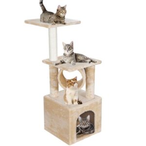 Zenstyle 36″ Cat Tree Activity Climber Tower with Plush Perch and Sisal Post for Kittens, Pet Kitty Play House Furniture