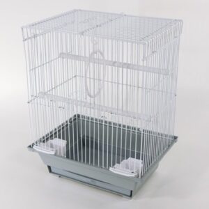 Pet Champion 15″ Small Bird Wire Habitat with Flat Roof, White