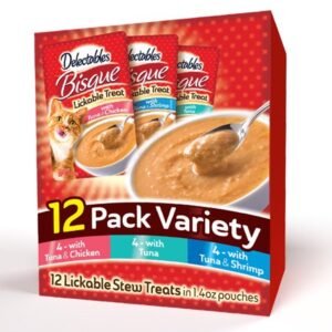 Hartz Delectables Lickable Bisque Wet Cat Treats, 12 count Variety Pack, 16.8 oz.