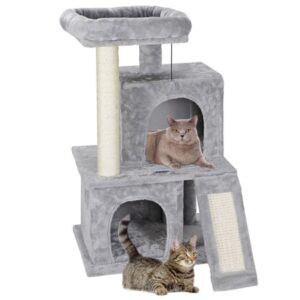 ZENY 34-in Cat Tree & Condo Scratching Post Tower Play House, Gray