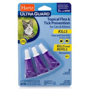 Hartz UltraGuard Topical Flea and Tick Prevention Treatment for Cats & Kittens, 3 Treatments