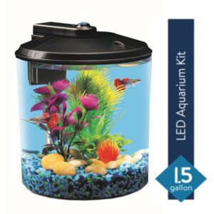 Aqua Culture 1.5-Gallon Aquarium Starter Kit with LED Lighting and Internal Power Filter, Ideal for a Variety of Tropical Fish