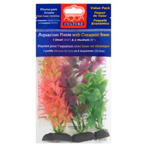 Aqua Culture Aquarium Plant Decorations Value Pack, 3-Pack