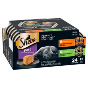 Sheba Paté in Natural Juices Premium Cat Food Variety Pack, 1.32 oz, 24 count