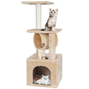 ZENY 36-in Cat Tree & Condo Scratching Post Tower, Beige