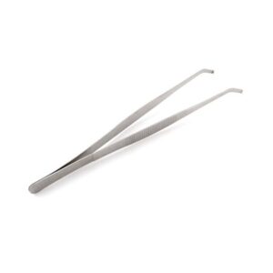 10″ Stainless Steel Angled Feeding Tongs Tweezers for Reptile Nipper (25cm)