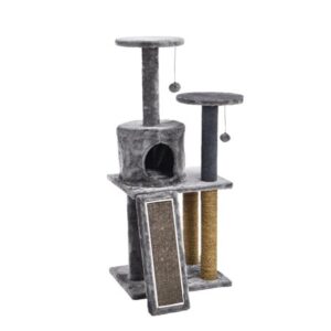 Cat Craft 45-in Cat Condo and Scratching Post Cat Tree Tower, Dark Gray