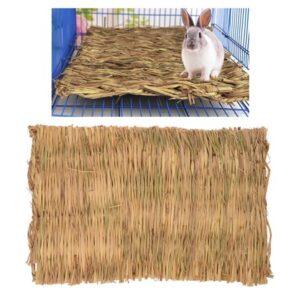 Petacc Grass Mat Woven Bed Mat for Small Animal Bunny Bedding Nest Chew Toy Bed Play Toy for Guinea Pig Parrot Rabbit Bunny Hamster Rat, 16”x11”， L