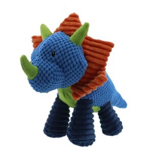 Play 365 Dog Toys Jurassic Cord Crew Triceratops Blue Small