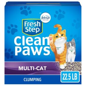 Fresh Step Clean Paws Multi-Cat Scented Litter with the Power of Febreze, Clumping Cat Litter, 22.5 lbs