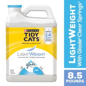 Purina Tidy Cats Low Dust Clumping Cat Litter, LightWeight Glade Clear Springs Multi Cat Litter, 8.5 lb. Jug