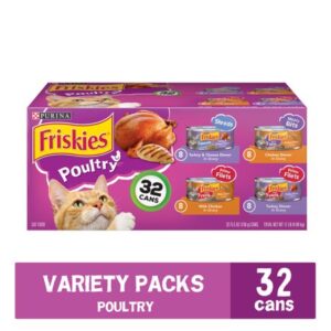 (32 Pack) Friskies Gravy Wet Cat Food Variety Pack, Poultry Shreds, Meaty Bits & Prime Filets, 5.5 oz. Cans