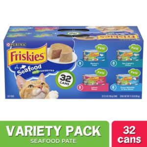 (32 Pack) Friskies Pate Wet Cat Food Variety Pack, Seafood Favorites, 5.5 oz. Cans