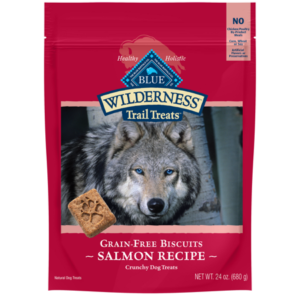 Blue Buffalo Wilderness Trail Treats High Protein Salmon Flavor Crunchy Biscuit Treats for Dogs, Grain-Free, 24 oz. Bag