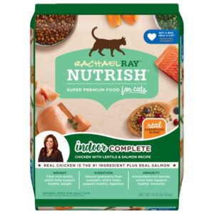 Rachael Ray Nutrish Indoor Complete Natural Premium Dry Cat Food, Chicken With Lentils & Salmon Recipe, 14 Lbs