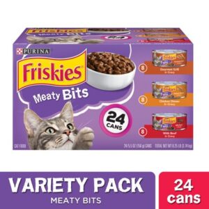 (24 Pack) Friskies Gravy Wet Cat Food Variety Pack, Meaty Bits, 5.5 oz. Cans