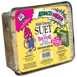 C&S Products High Energy Suet, 56 oz Super Sized Cake, Wild Bird Feed