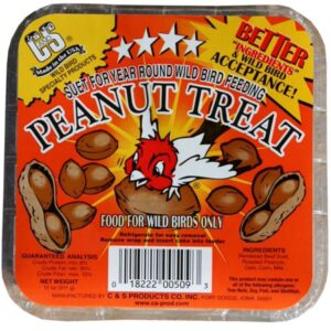 C&S Products Peanut Treat Suet, For Year Round Feeding, 11 oz Cake, Wild Bird Food