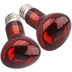 AIICIOO Reptile Red Heat Lamp Bulb Infrared Basking Spot Light for Reptiles and Amphibian Breaded Dragon Lizard Gecko Iguana Snake 2 Pack