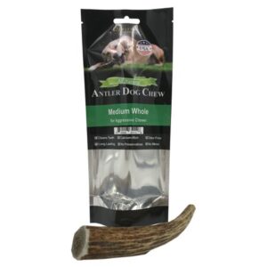 Deluxe Naturals Elk Antler Dog Chew Single Pack, Medium, Whole Antler