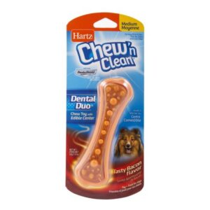 Hartz Chew ‘n Clean Dental Duo Dog Toy, Medium, Color May Vary