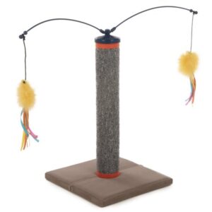 SmartyKat Scratch ‘N Spin, Interactive Cat Scratching Post, Vertical Combination Scratcher, Includes Spinning Toys