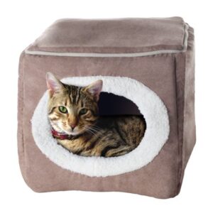 PETMAKER Cozy Cave Pet Cat Bed, Light Coffee