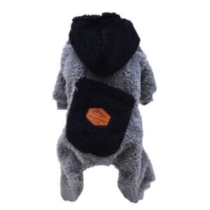 Dog Plush Sweater Hoodies For Winter Thicken Puppy Coat Imitation Fur Warm Dog Apparel Dog Clothes With Pocket for Tiny Small Medium Dogs