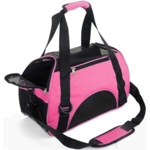 OLOEY Cat Carrier Airline Approved Pet Carrier Soft Sided Dog Carriers, 4-Window Portable Foldable Travel Bag for Medium Large Cats, Small Dog, Puppy, Kitten (Large, Pink)