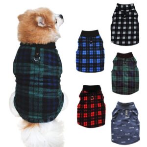 Pet Dog Polar Fleece Vest, Autumn Winter Pet Plaid Jacket Dog Coat Cold Weather Clothes Apparels for Small Medium Large Dogs,Green,XS