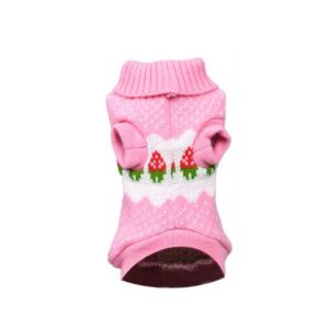 Pet Dog Sweaters, Knitted Classic Pet Strawberry Pattern Sweater Autumn Winter Warm Costume Pet Dog Cat Warm Coat Dog Classic Outfit Knit Sweater Winter Clothes Apparel for Small Puppy,Pink,XS