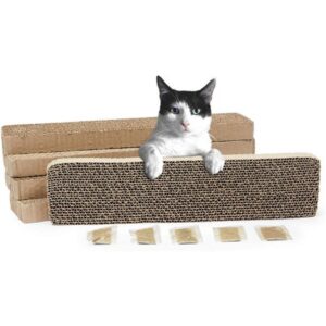 5 Pack Cat Scratcher Cardboard Pad Replacements for Indoor Cats with Catnip, 17 x 4 x 1 in.