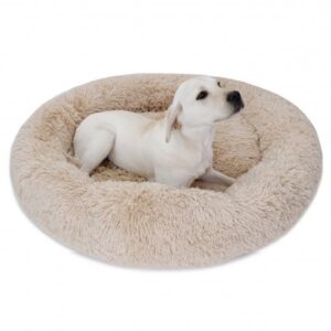 ZENY 36″ Calming Soft Shag Faux Fur Dog Bed for Small-Breed Self-Warming Washable