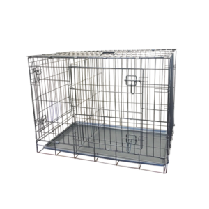 KennelMaster Double Door Folding Wire Dog Crate, Black, X-Small, 24″L