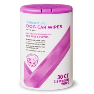 Vibrant Life Dog Ear Wipes with Aloe, 30 Count