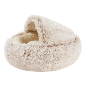 Yaoping Pet Cat Bed, Round Fluffy Soft Plush Indoor Cat Cave, Winter Warm Pet Sleeping Cushion Anti-slip Removable Washable Bed for Cat Dog