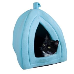 Cat House – Cat Beds for Indoor Cats with Removable Foam Cushion – Comfortable Pet Tent for Kittens, Small Dogs and Aging Pets by Petmaker (Blue)