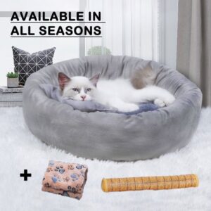 Legendog Pet Cat Round Bed Dog Cushion Bed Calming Soft Sleeping Bed with Pillow for Small Dog & Indoor Cats