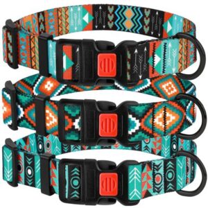 Nylon Dog Collar Adjustable Collars for Medium Dogs with Buckle Tribal Design, Pattern 3