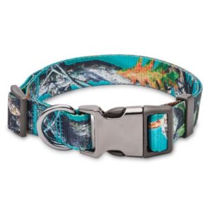 Vibrant Life Metal & Plastic Polyester Strategy Fashion Dog Collar, Teal Camo, L