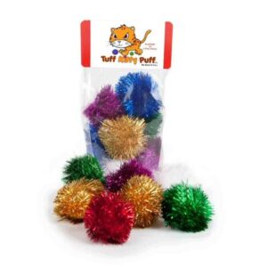 Tuff Kitty Puff Sparkle Ball Cat Toy, 6 Pack